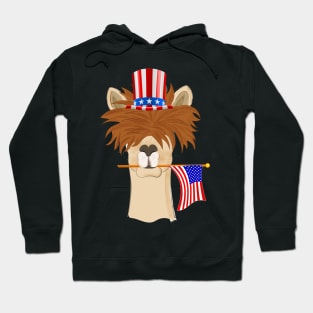 USA Patriotic llama American Flag July 4th Hoodie